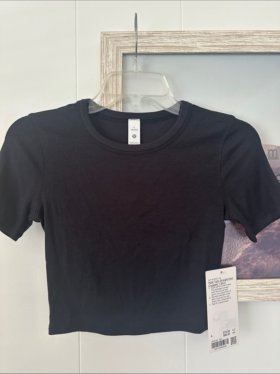 lululemon athletica Tops - NWT Size 4 Lululemon Black Ribbed Hold Tight Straight-Hem Cropped T-Shirt
